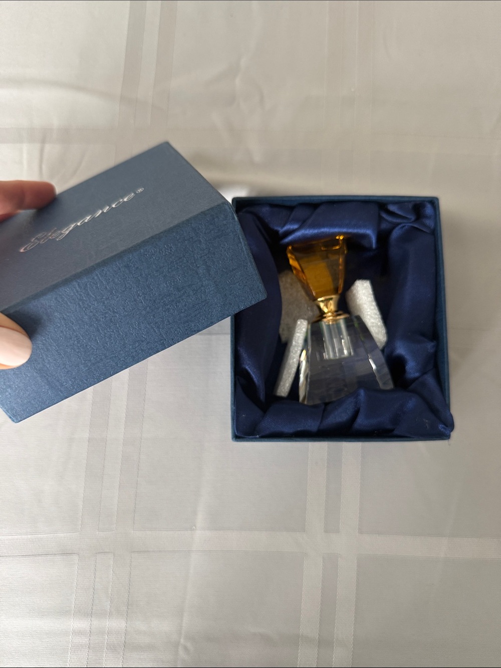 Amber Crystal Perfume Bottle with Gold Accents
